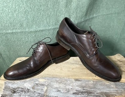 BARNEYS New York Mens 8M Brown Leather Lace Up Shoes Made In Italy *READ - Image 1 of 4