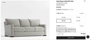 CRATE AND BARREL AXIS SOFA 88 INCHES - Picture 1 of 8