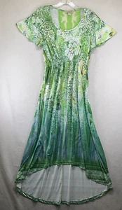 One World Small Maxi Dress Shades Of Green Colorful Pullover Embellished Stretch - Picture 1 of 18