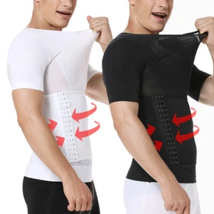 Fajas Para Hombres Faja Reductora De Hombre Body Shaper Tummy Control Tee Shirt - Picture 1 of 27