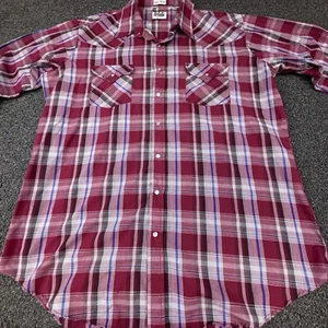 Vintage Ely Cattleman Pearl Snaps Western Shirt Mens Tall Extra Large Cowboy Red - Picture 1 of 13