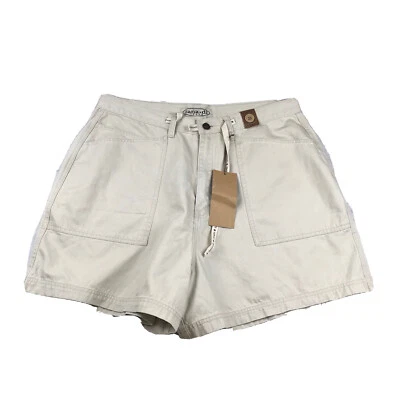 Pantalones Cortos Zana Di Mujer 20 Beige Algodón Cordón Tiro Alto Nuevos con Etiquetas Foto 1 de 4