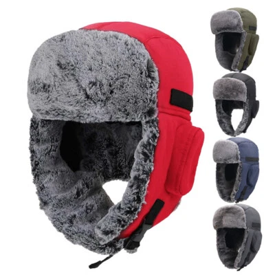 Sombrero térmico de invierno con orejeras sombrero ruso Ushanka forrado de piel gorra cálida para hombres mujeres Foto 1 de 4