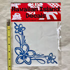 Hawaii Plumeria flower corner sticker decal, Blue, 6", NEW