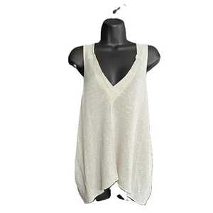 L'Agence Womens Small Linen Blend Sheer Tank Top Capsule Neutral Minimalist Boho - Picture 1 of 11