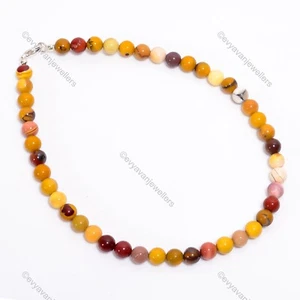 Mookaite Gemstone Beaded Adjustable Necklace 925 Sterling Silver For Girls - Picture 1 of 6