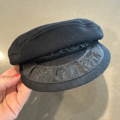 Vintage Greek Fisherman’s Cap Black Wool Blend Made in Greece Size M 7 1/8 - Image 1 of 4