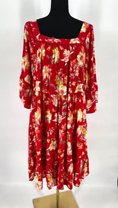 Cato Dress Size 14/16W Floral Swing Tunic Crochet Bell Sleeve Boho Resort Beach - Picture 1 of 12