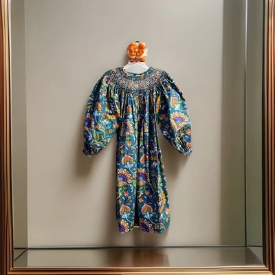 Girls NWT Mom & Me Smocked Dress Long Balloon Sleeves Free Bow 6 - Image 1 of 4