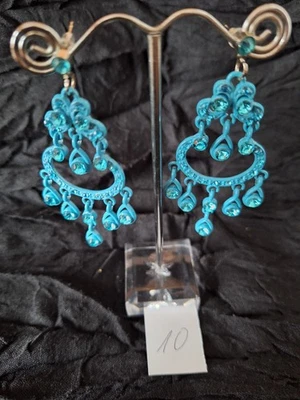 Ohrringe, Hippie, Boho, Ibiza, wunderschön, türkis, Glitzer, Hänger, Nr. 10 - Bild 1 von 4