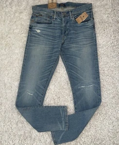 Polo Ralph Lauren Jeans Mens Blue 32x34 Sullivan Slim Stretch Distressed Denim - Picture 1 of 12