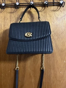 Coach Parker Top Handle Quilted 52666 Black Crossbody - Picture 1 of 6