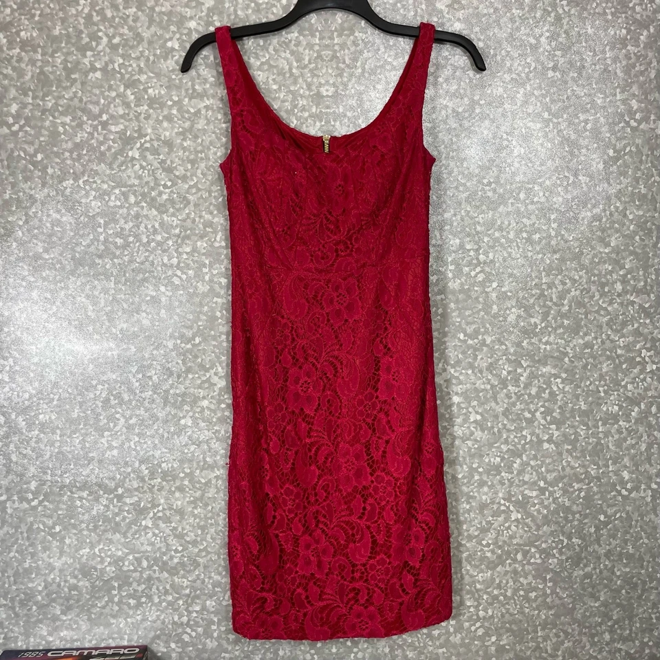 Vestido midi JAX Black Label para mujer rojo de encaje sin mangas - Talla 4 - Sexy cóctel Foto 1 de 4