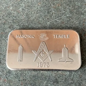 Vintage 1973 1 Oz .999 Silver Masonic Temple Art Bar Mother-Lode Mint Templars - Picture 1 of 8