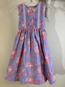 CORNELLOKI Blue & Pink Floral Cotton Dress 3 4 April Cornell Cottage - Picture 1 of 5