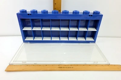 LEGO Minifigure Display Case - Blue - Wall-Mount with 16 Slots - Image 1 of 4