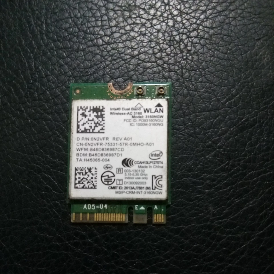 Dell Inspiron 17-5759 Wireless Bluetooth Card 3160NGW WLAN WiFi Mini-PCI 0N2VFR - Image 1 of 1