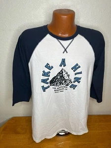 Men's The North Face 3/4 Sleeve T-Shirt Medium M - White - Take A Hike - Picture 1 of 5