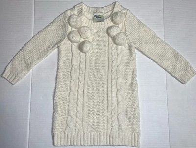 Oshkosh B’Gosh 女孩象牙珠光 L/S 毛衣连衣裙尺寸 2T 秋冬 — 第 1/3 张图片
