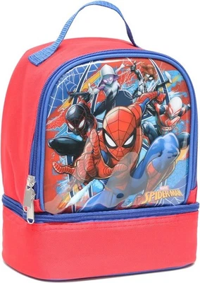 Spiderman School Insulated Dual Lunch Box Bag Thermos Snack Food Avengers Carry - Image 1 of 4