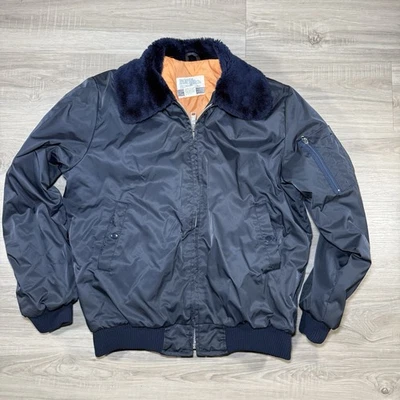 VTG Sears Work Bomber Flight Cop Nylon Jacket Tall SZ L Quilted Lined Japan Made - Image 1 of 4