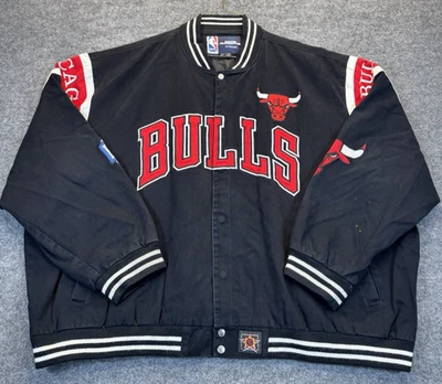 Vintage Chicago Bulls JH Design 6XL NBA Varsity Jacket Men’s Black Red Logo - Image 1 of 4