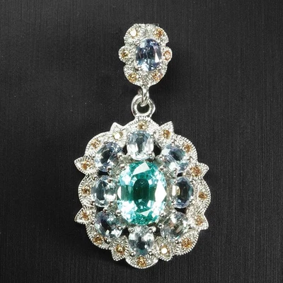 КУЛОНЫ ИЗ СЕРЕБРА 925 ПРОБЫ С ТУРМАЛИНОМ АЛЕКСАНДРИТОМ ПАРАИБА КАК НОВЫЕ ЗЕЛЕНЫЕ 8,65 КАРАТА - Изображение 1 из 4