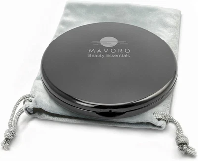 MAVORO Magnifying Compact Mirror for Purses, 1X/10X Magnification – Double Sided Travel