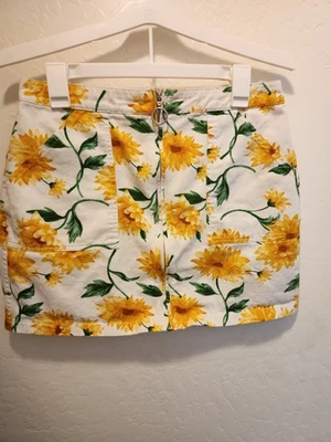 Falda amarilla girasol Forever 21 marfil Y2K despistada cremallera mini Foto 1 de 4