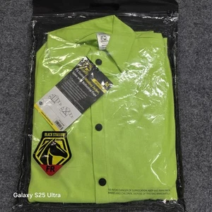 Black Stallion JF1012 FR Cotton Welding Jacket - FR Reflective Tape Lime Medium - Imagen 1 de 8