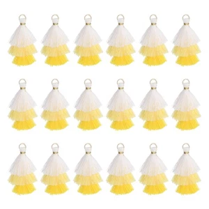 Mini Nappe Tristrato 1,6" Nappa Fatta a Mano Confezione da 25, Bianco Giallo - Foto 1 di 6