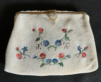 Vintage Floral Beaded Purse Clutch Bag France Spritzer Fuhrmann 1950’s 60’s - Image 1 of 4