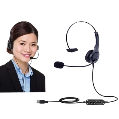 USB Headset Noise Cancelling Computer Headsets with Microphone and Quiet Button - Image 1 of 4