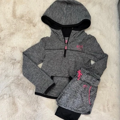 Abercrombie & Fitch Girls Shorts Hoodie Set Black Pink Size 3/4 - Image 1 of 4