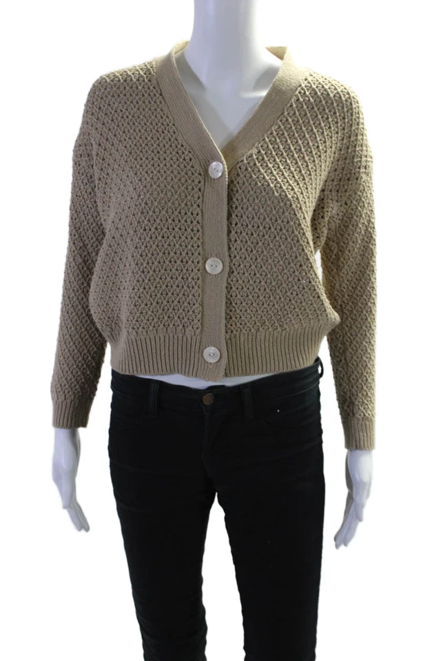 Cárdigan Madewell Mujer Algodón Manga Larga Con Botones Cuello en V Beige Talla XXS Foto 1 de 4