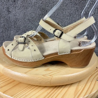 Zapatos Dansko Sandalia Sissy Mujer Talla 10 Cuero Beige Cordones Tacón de Cuña Foto 1 de 4