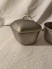 2x Vintage Century Silver Seal Hammered Cast Aluminum Triangle Heart Pots Lid