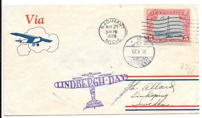 1929 - Saginaw, Michigan - Lindbergh Day - To Sweden - Image 1 of 2