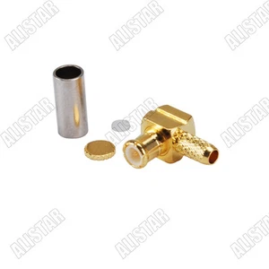 MCX male plug right angle connector crimp RG316 RG174 LMR100 cable  - Picture 1 of 3