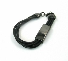 Black Leather Bangle Bracelet Bq2275 Free Shipping Fashion Jewelry Cool