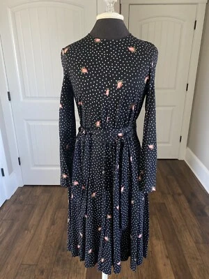 Vestido Diane von Furstenberg Vintage Negro Blanco Punto Rosa Estampado Italia talla 6/8 Foto 1 de 4