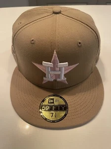 🔥Sports World Camel Pink Houston Astros New Era Adatto 7 5/8, Cappello Errore Adesivo - Foto 1 di 10