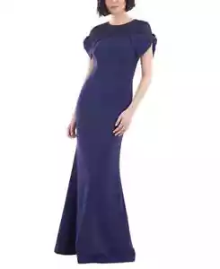 JS Collections Lace-Yoke Knotted-Sleeve Gown MSRP $298 Size 8 # 14A 1591 New - Picture 1 of 5