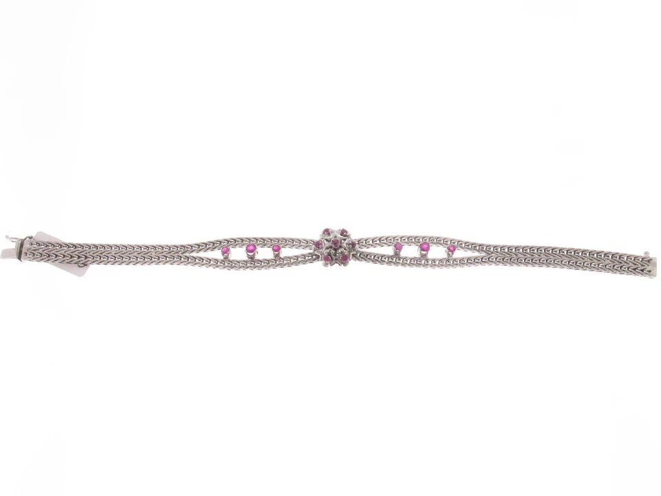 White gold 18kt bracelet + Rubies Bracciale oro bianco con rubini 20,5 gr - Immagine 1 di 1