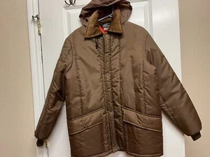 Vtg Sears Work'N Leisure Jacket Men's Brown Coat w Hood Size M - Picture 1 of 11