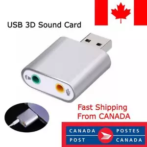 Aluminum External USB 3D Audio Adapter Stereo Sound Card 3.5mm For Mac PC Laptop - Picture 1 of 5