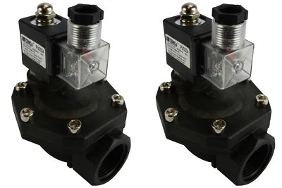 2 LOT 1" BSPP Electric Plastic Solenoid Air Water Valve NC 110V AC pneumatic - Image 1 of 4