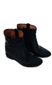 ISABEL MARANT EU 41 UK 8 Black Flat Leather Round Toe Ankle Boots