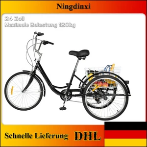 Erwachsene Dreirad 8-Gang 3 Räder Fahrräder Senioren Dreirad 24 Zoll mit Korb DE - Bild 1 von 20