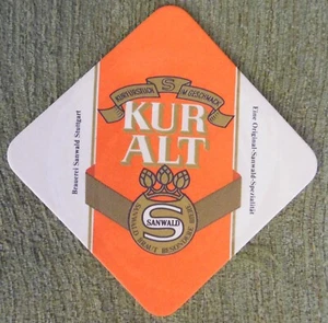 Bierdeckel , Brauerei Sanwald - Kur Alt , viereckig , 9,3 x 9,3 cm - Bild 1 von 2